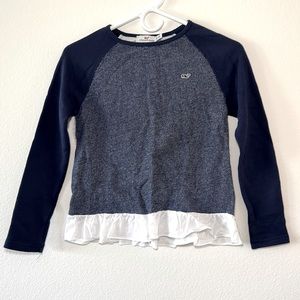 Vineyard Vines girls Navy top. Adorable white ruffle trim. Perfect condition!